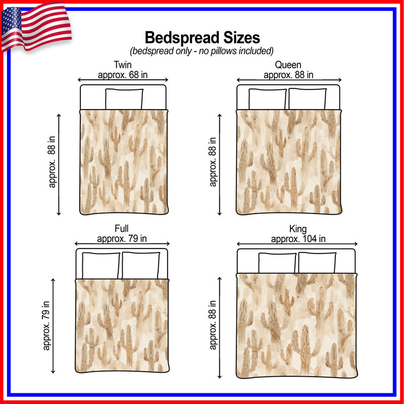 Desert Cactus Pattern Bedding Cactus Bedspread Nature, Full / Double
