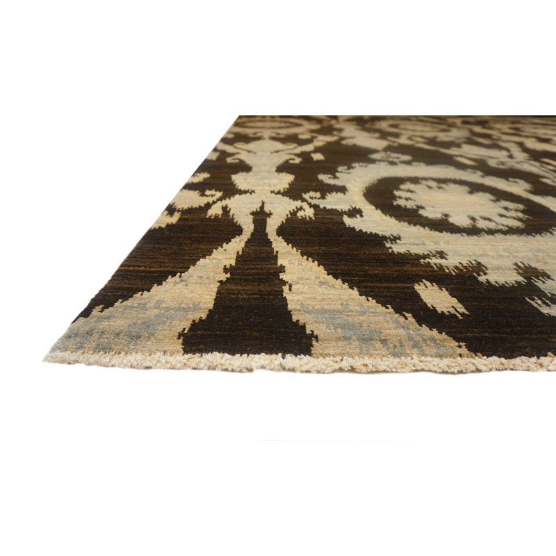 Jazz Hand Knotted Wool Area Rug in Chocolate, Rectangle 12' x 15'