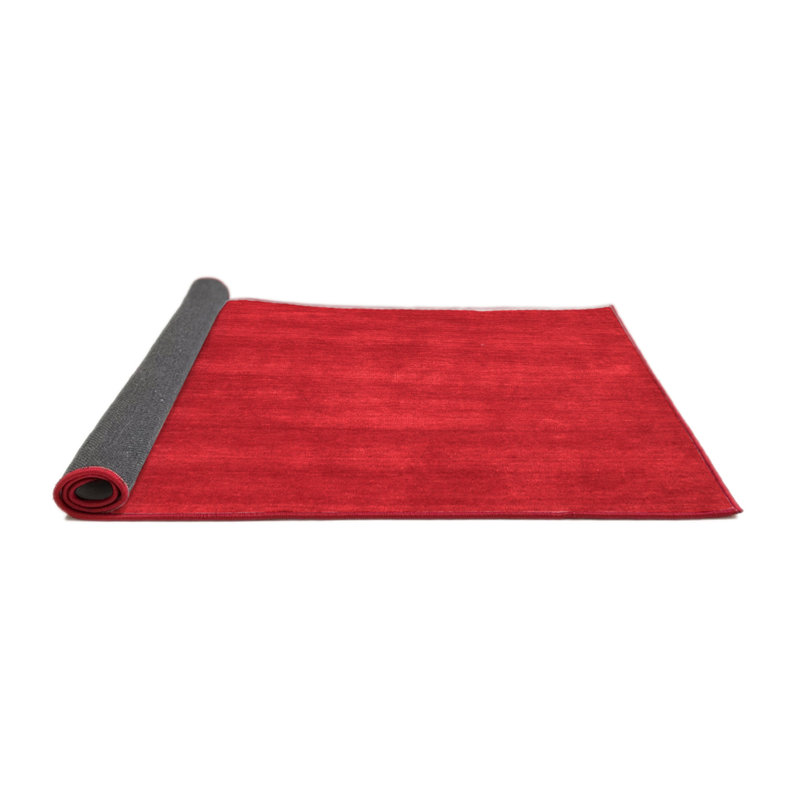 Solid Color Machine Woven Wool/Polyester Area Rug in Red, Rectangle 2' x 3'