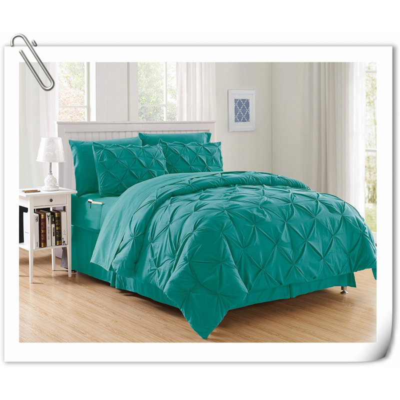 Ensemble de courtepointe en microfibre / polyester Quilts, Courtepointe très grand + 7 pièces supplémentai, Bleu sarcelle