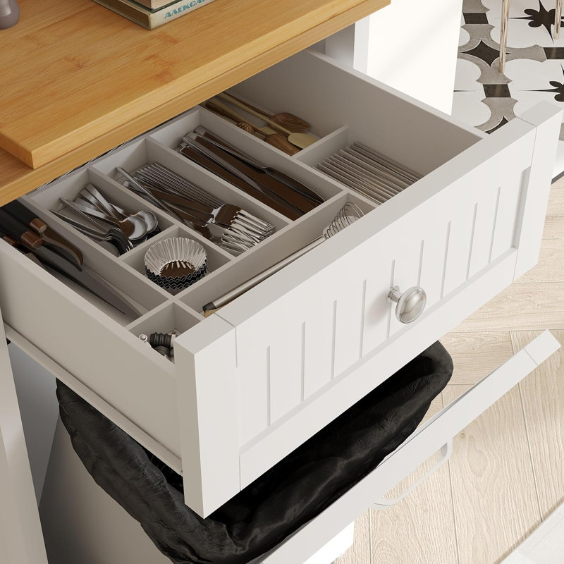 Poubelle 10 gallons en bois manufacturé, Blanc