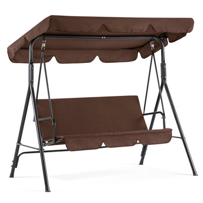Ogbu 3-Person Outdoor Patio Swing Chair with Adjustable Canopy