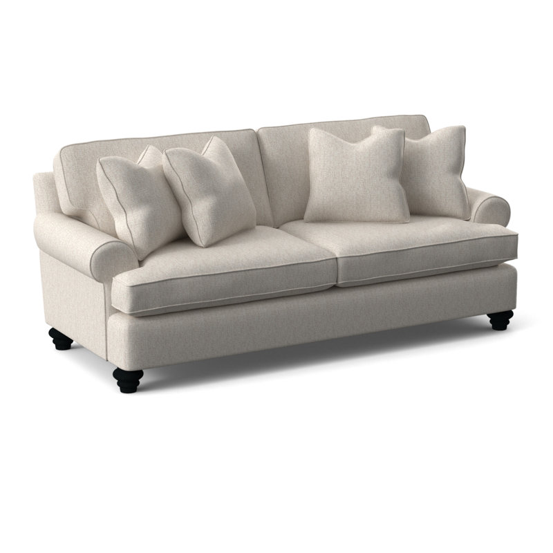 Lowell 86'' Upholstered Sofa, Black Finish, Snow Crypton Performance; 0884-91