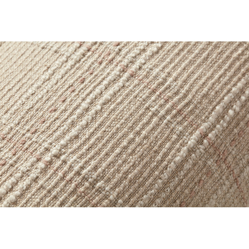 Ivory and Blush Textured Lumbar Pillow with Down Insert