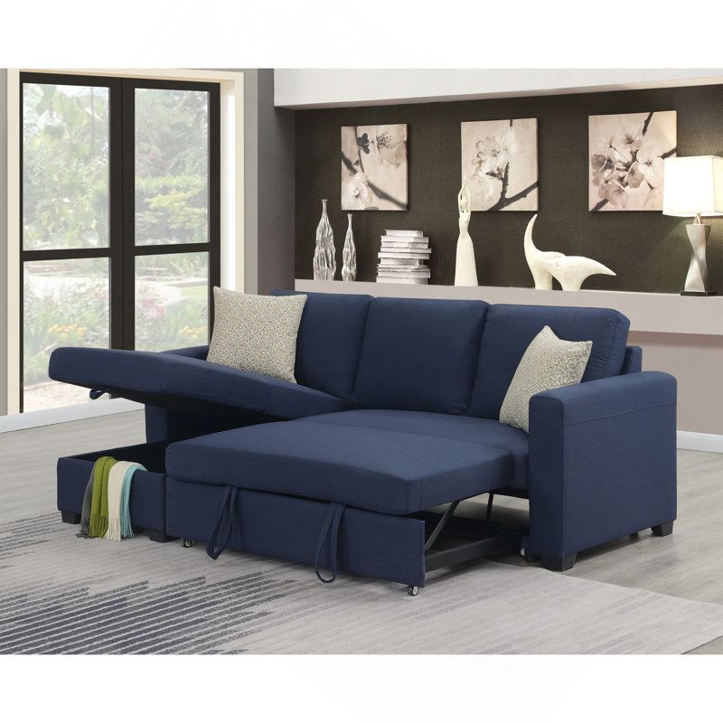 Blue Reversible Pop-Up Sleeper Sectional, Blue