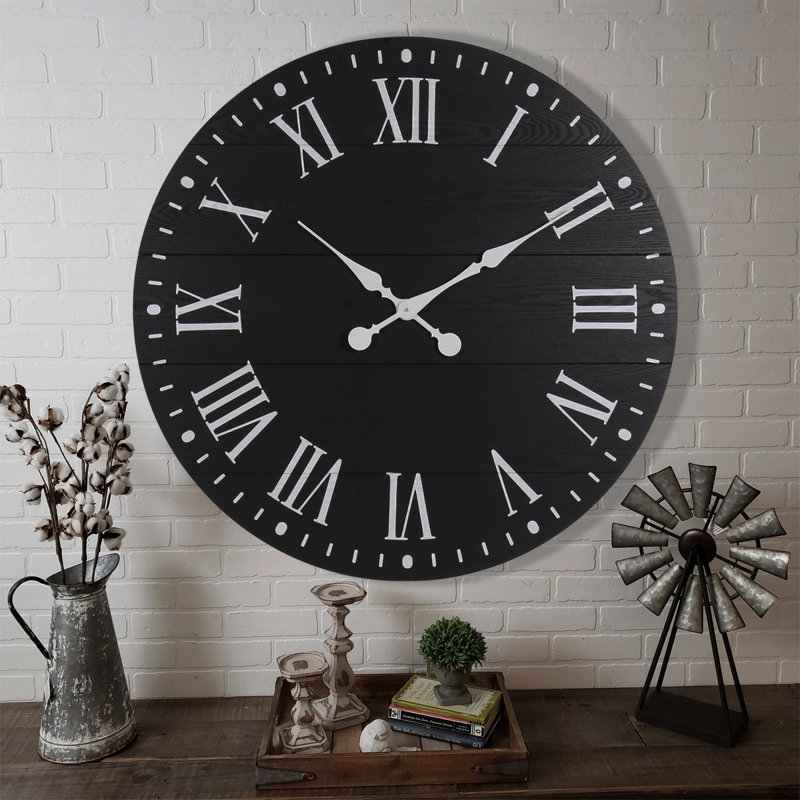 Grande horloge murale 35 po, horloge murale ronde pour décoration de salon, horloge murale de ferme pour chambre à coucher, entrée, bureau