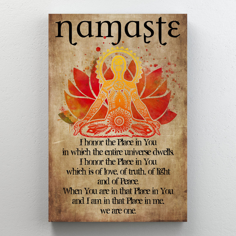 Faire du yoga sur fond brun - Namaste I Honore The Place In You? - Rectangle 1 pièce, impression sur toile tendue
