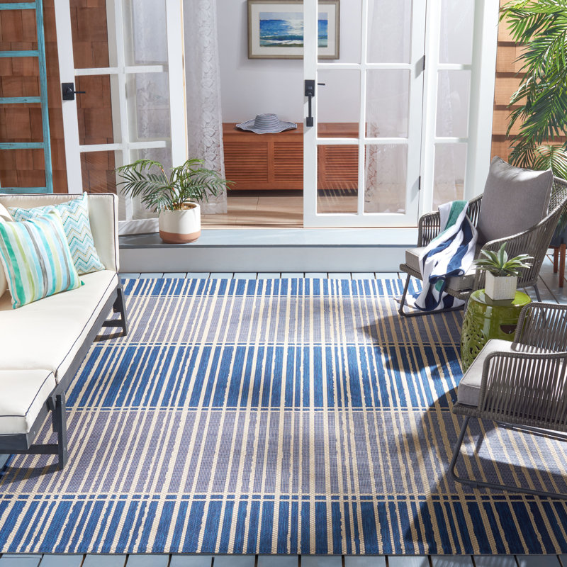 Tapis d'intérieur / extérieur à rayures Bridgeman Performance, Rectangle 8 pi x 10 pi