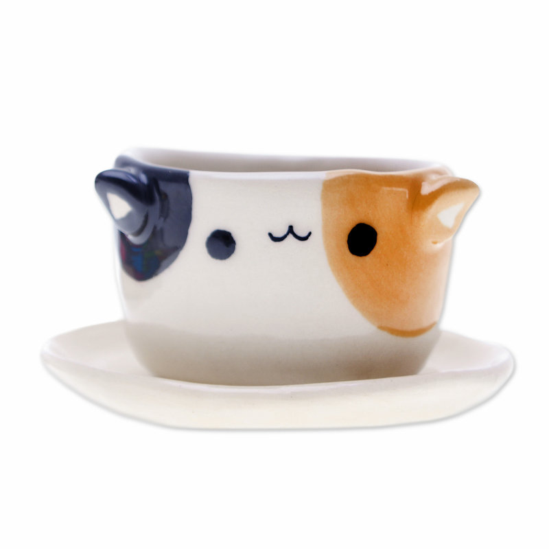 Zoomie Kids Handmade Kitty Enchantment Ceramic Mini Flower Pot