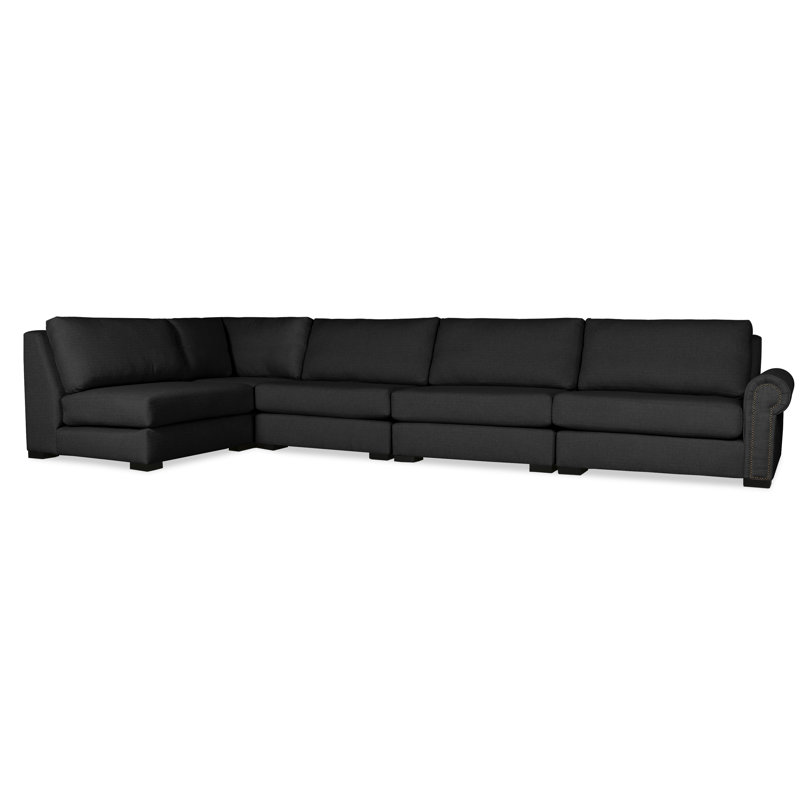Canapé modulaire faisant face à la droite en lin de 159 po Mosely, Revolution® gris anthracite