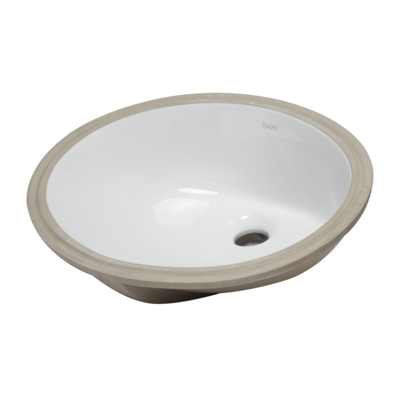 EAGO 18'' White Ceramic Oval Undermount Bathroom Sink