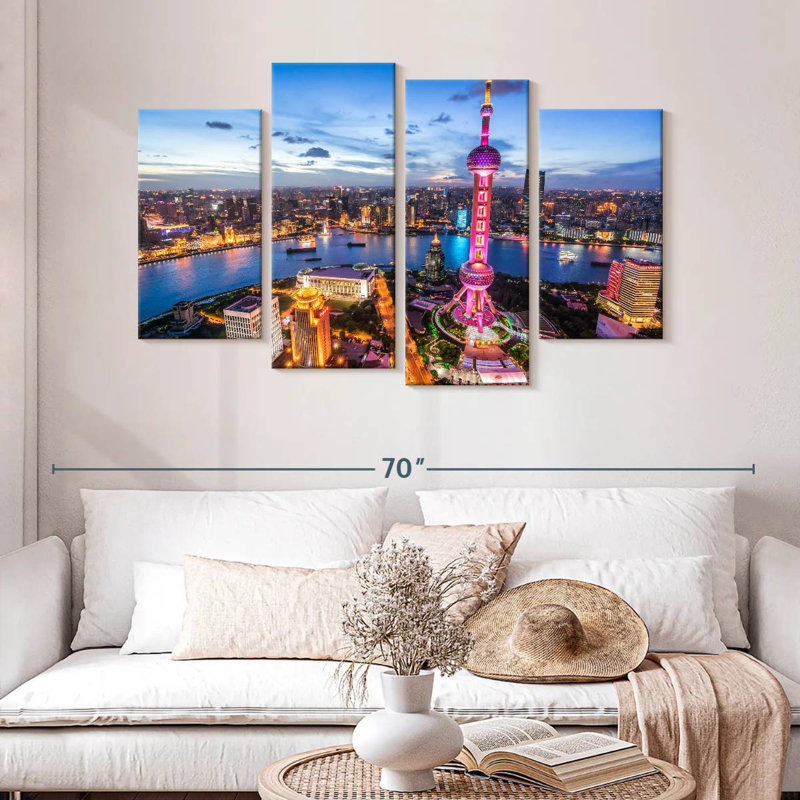 Sireci Glowing Shanghai Skyline, 32" H x 52" W