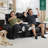 Power Reclining Loveseat Sofa with Adjustable Headrests and Console, Home Theater Seating-1853643548