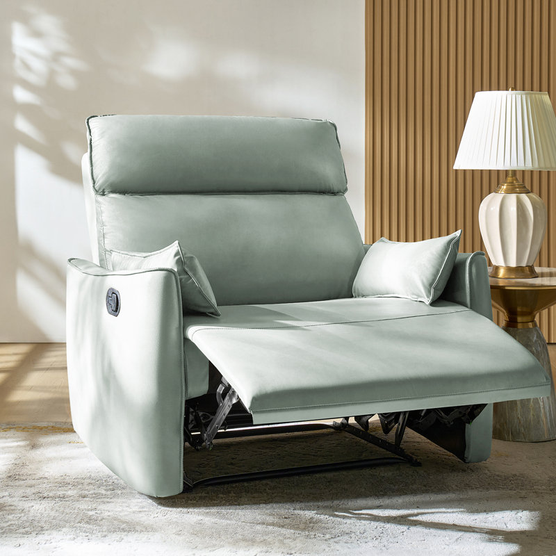 Alanson 43.5'' Faux Leather Oversized Manual Recliner, Sage