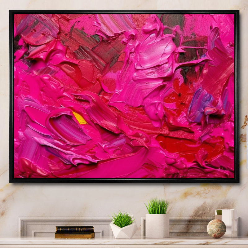 «Viva Magenta Bliss Wildness I», reproduction d'art sur toile, H 30 po x l 40 po x P 1,5 po, Cadre flottant noir