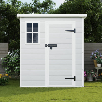 Remise extérieure en polypropylène, 6 pi x 6 pi, imperméable avec fenêtre, portes verrouillables pour le plancher de la cour arrière, rangement pour vélos