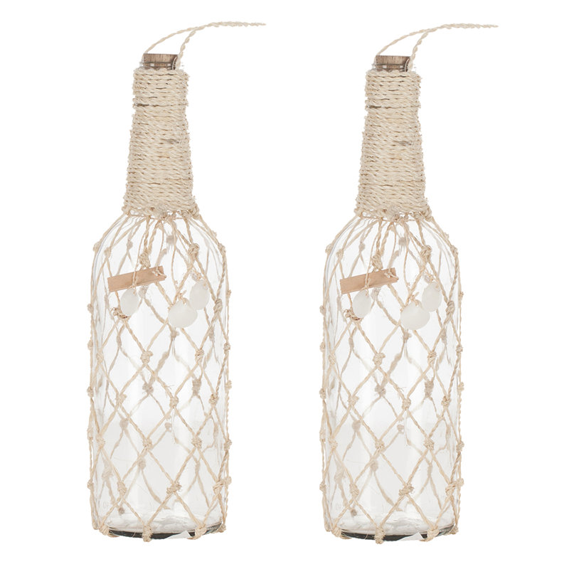 2 bouteilles en verre avec filet Abaca 3 x 11 po (ensemble de 2)