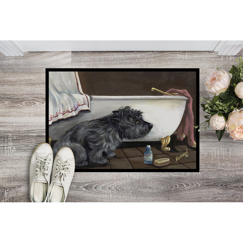 Guerrie Non-Slip Outdoor Doormat, Cairn Terrier Bath Time