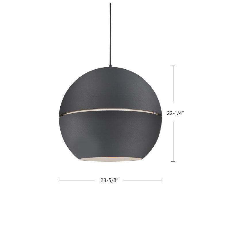 1 - Light Pendant, Gray, 21.5" H x 24" W x 24" D
