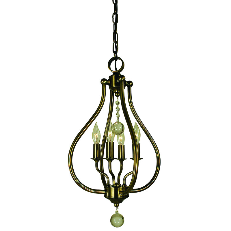 Lustre géométrique 4 lumières Pariaman, Laiton antique
