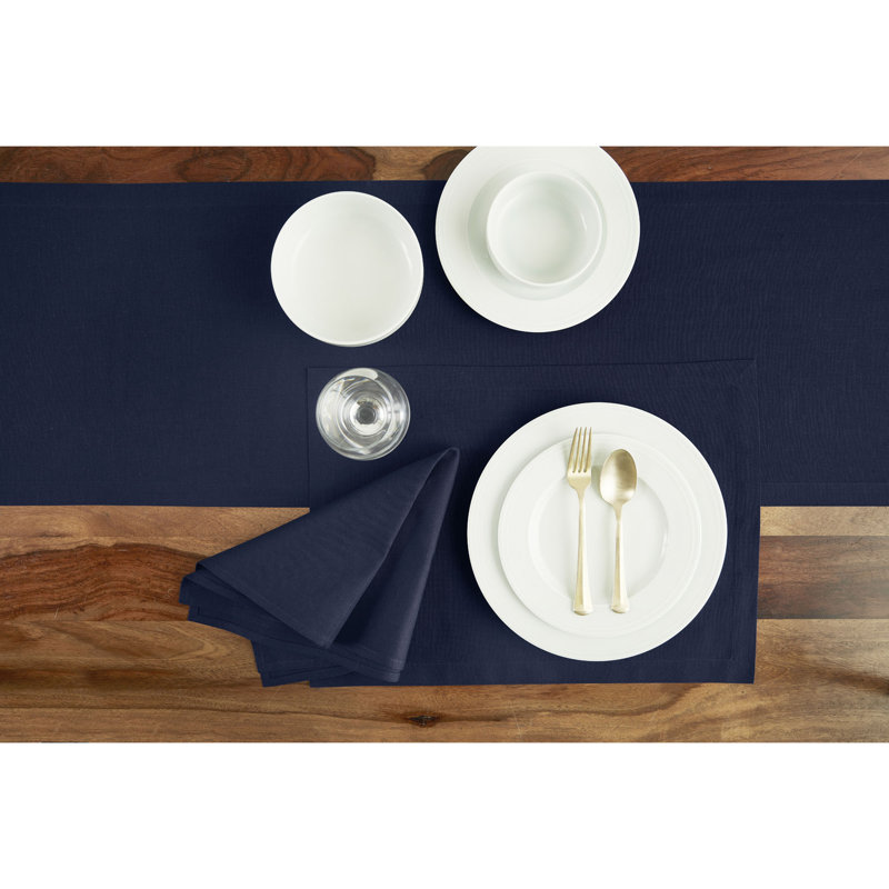 Dru Cotton Linen Dinner Napkins, Navy
