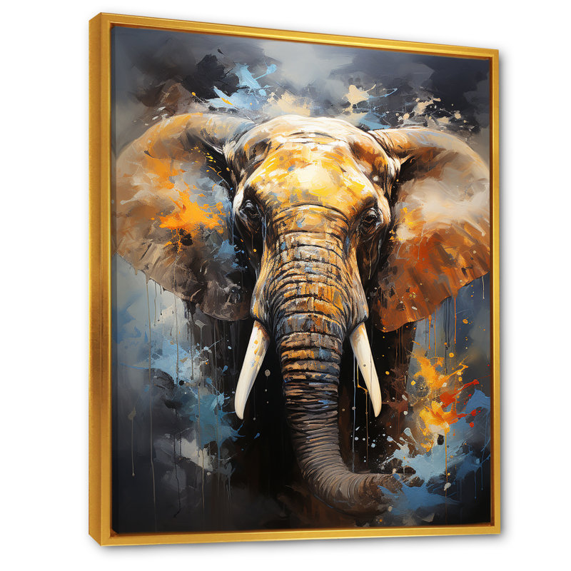 «Elephant Dreams In Colors on», reproduction sur toile, Cadre flottant doré, H 44 po x l 34 po x P 1,5 po