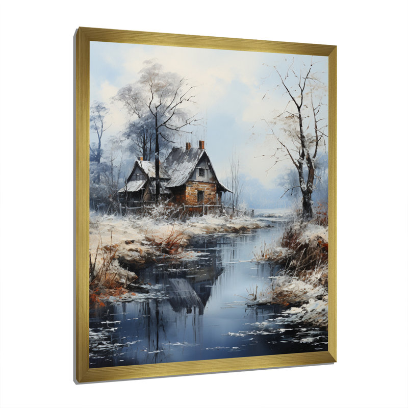 " Winter River Harmony III ", Gold Single Picture Framed, 20" H x 12" W x 1" D