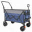 Chariot pliable multifonctionnel avec chariot pivotant et poussoir avec poignée rotative et auvent, roues et freins tout-terrain de 7 po x 4 po, capacité de charge de 480 lb, grande capacité de transport de 300 L, épicerie, utilisation à l'extérieur, bleu-128815620