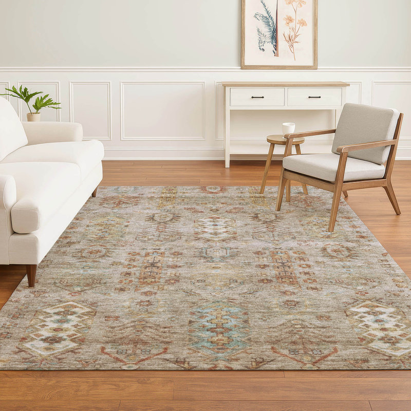 Premium Machine Washable Mayfield AMF2047 Global Rug, 3' x 5', Beige