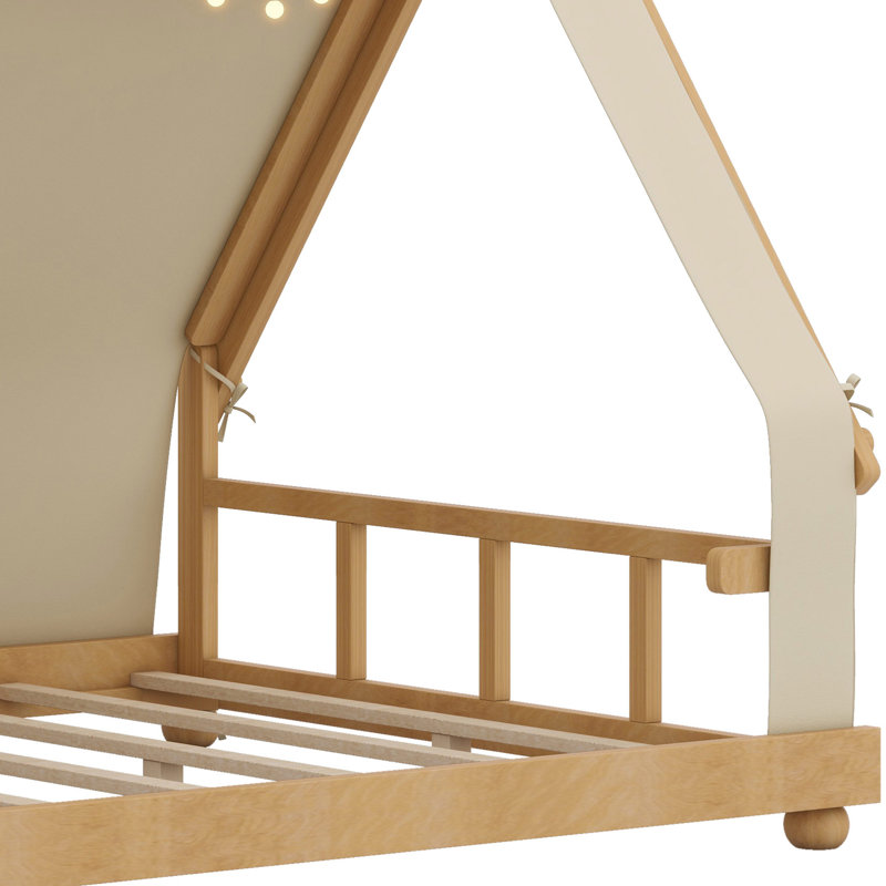 Lit maison avec tente et lumière, Blanc