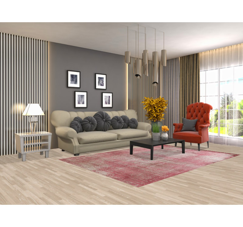 Tapis all-over rose à motif abstrait moderne 6 x 8