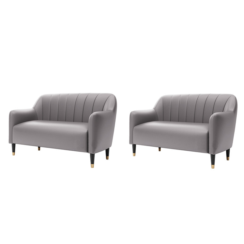 Banc rembourré en similicuir Light Luxury Cafe, Gris clair