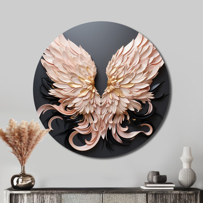 minimalism angel wings - Fashion Round Metal Art