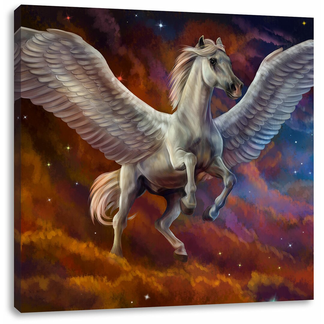 Leinwandbild Weißer Pegasus mit Engelsflügel