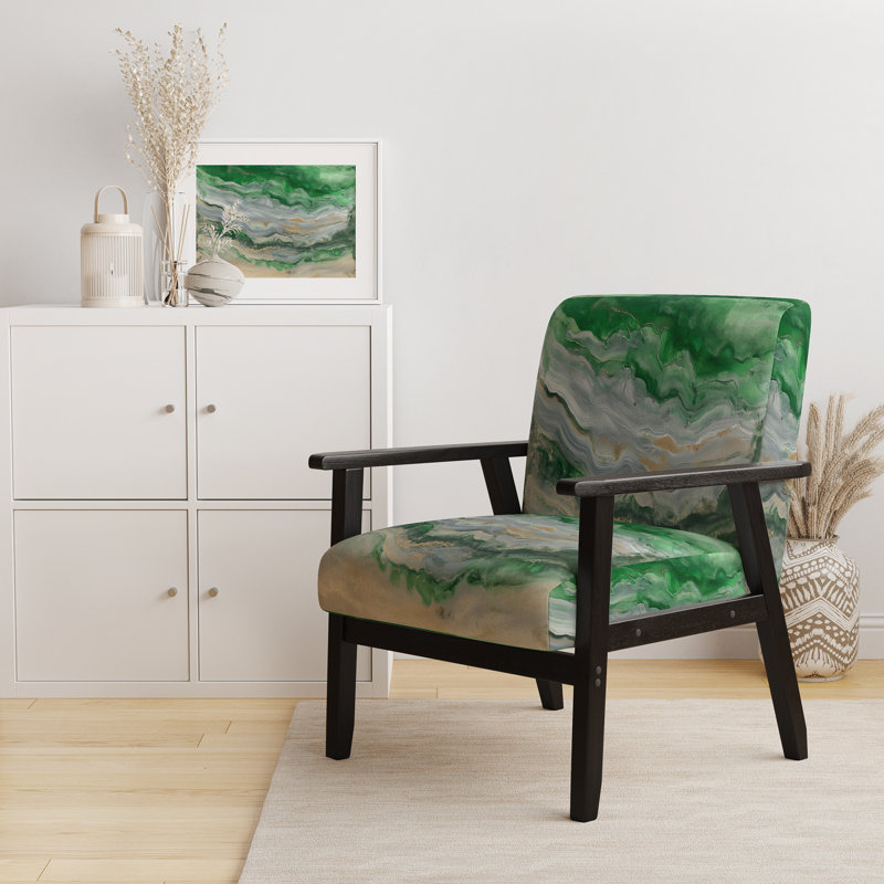 Chaise d'appoint rembourrée Coast Sea Waves Watercolor, Gold Velvet