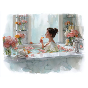 Serene Bath Moment Wrapped Canvas Wall Art