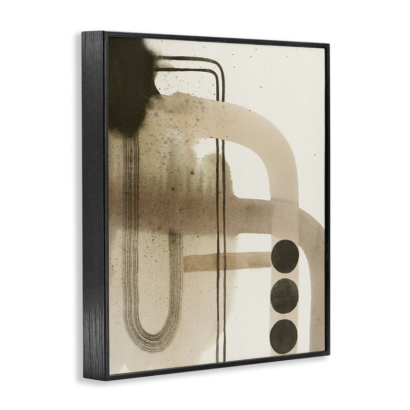 «Beige Retro Arches», estampe numérique par Grace Popp, Giclée encadrée noir minuit, H 20 po x l 16 po