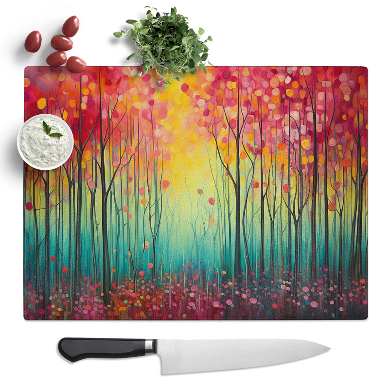 Spring Forest Colour Field  Glass Chopping Board