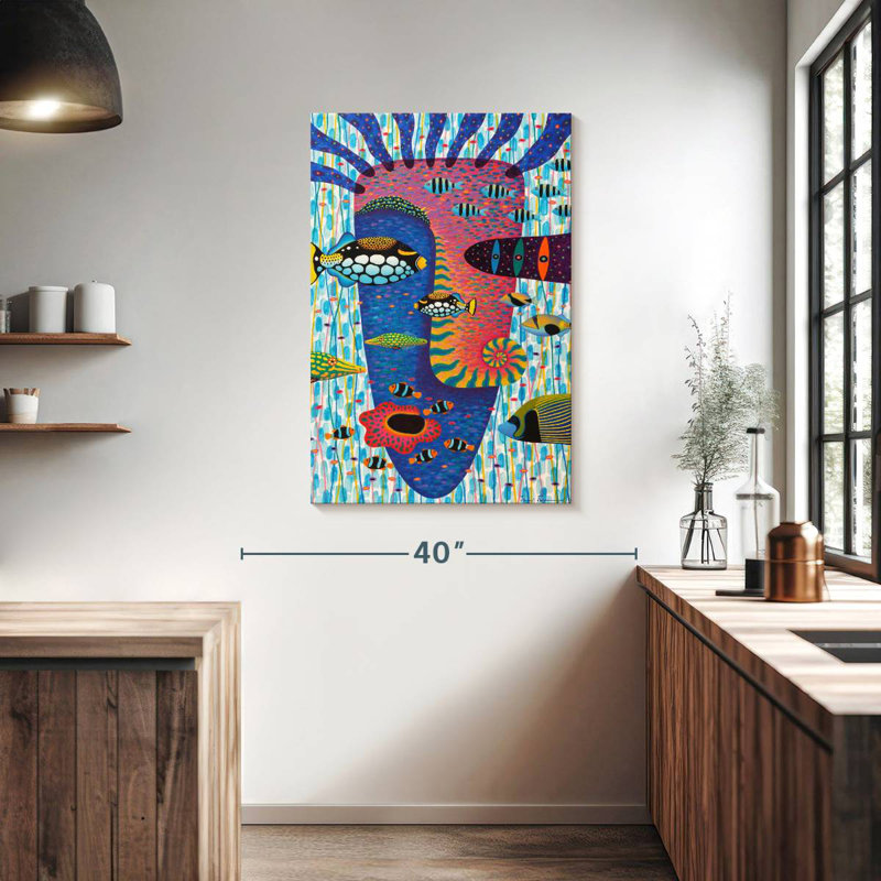 Visage de poisson abstrait Avery, H 39 po x l 26 po