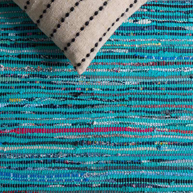 Nerys Rug Hand Woven Cotton Striped Rug, Rectangle 6' x 9'