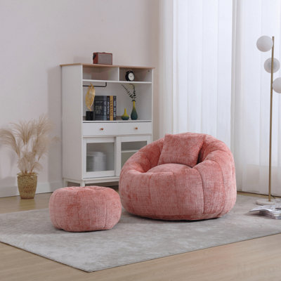 Fauteuils à billes modernes, fauteuil rond confortable pour adultes avec repose-pieds, fauteuil de lecture simple avec coussin pour salon, chambre à coucher, appartement