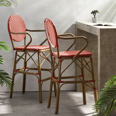 29,5 po français, extérieur et aluminium, couleur rouge, rouille, idéal pour les espaces de jardin de 2 personnes, siège et cadre rouillé, meubles
