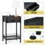 Table de chevet rustique noire - Bois robuste et acier, station de charge, installation facile
