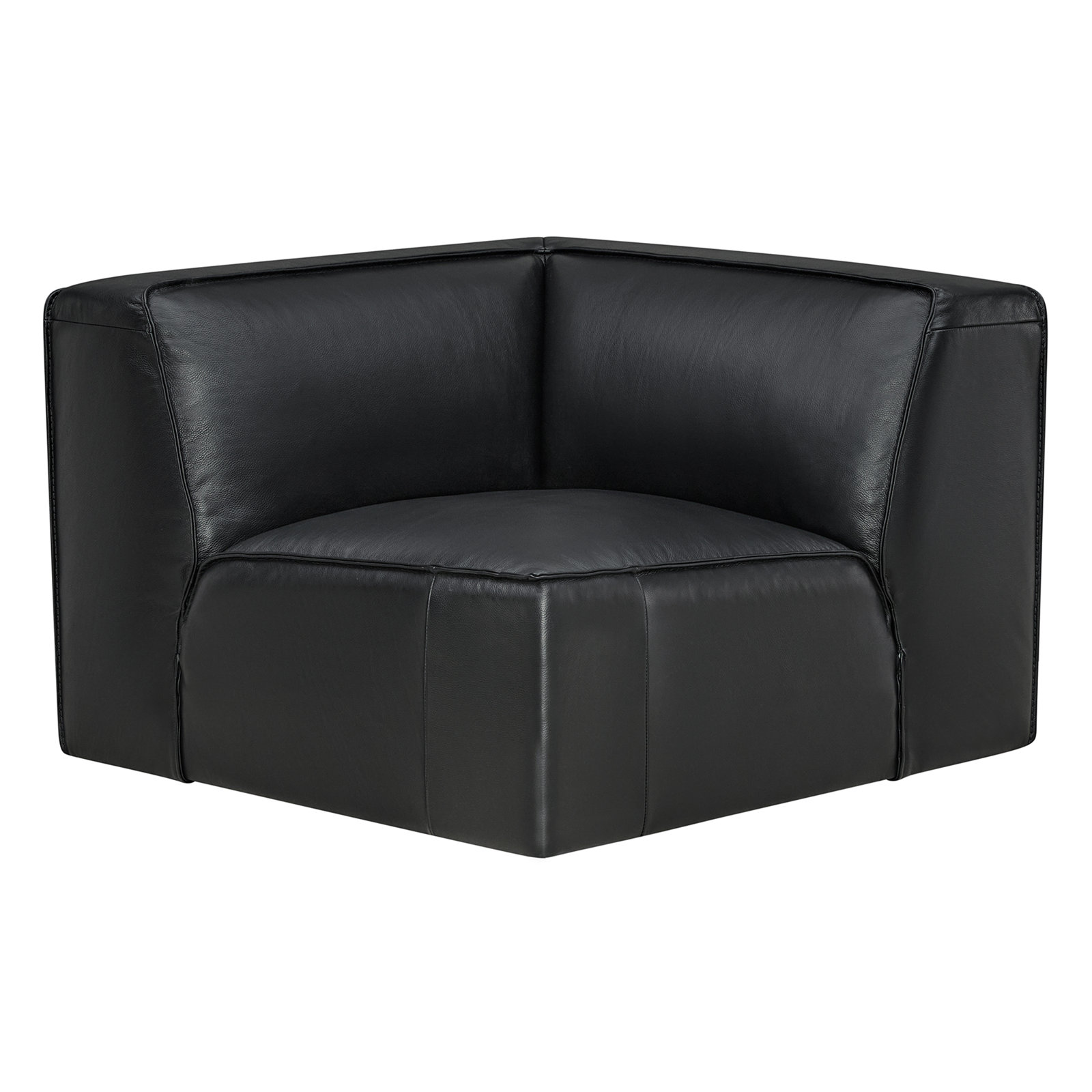 Jaye Top Grain Leather Modular Sectional, Black