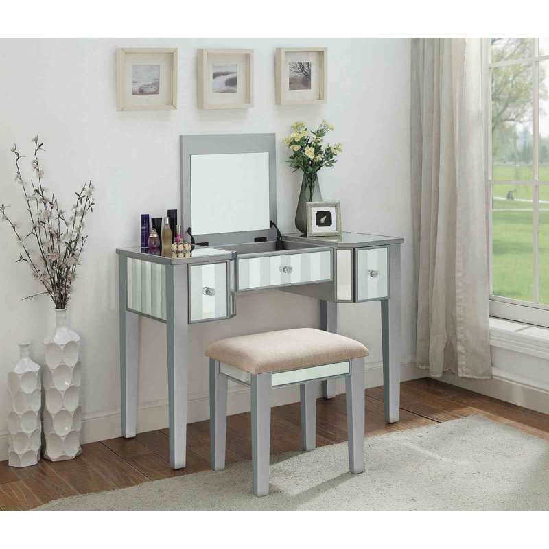 Ensemble de coiffeuse et tabouret avec tiroirs de rangement pour la chambre à coucher