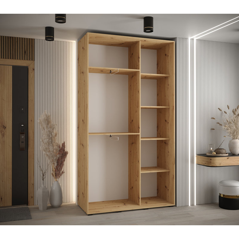 2 Door Laminate Wardrobe, 235.2cm H x 140cm W x 45cm D, Brown