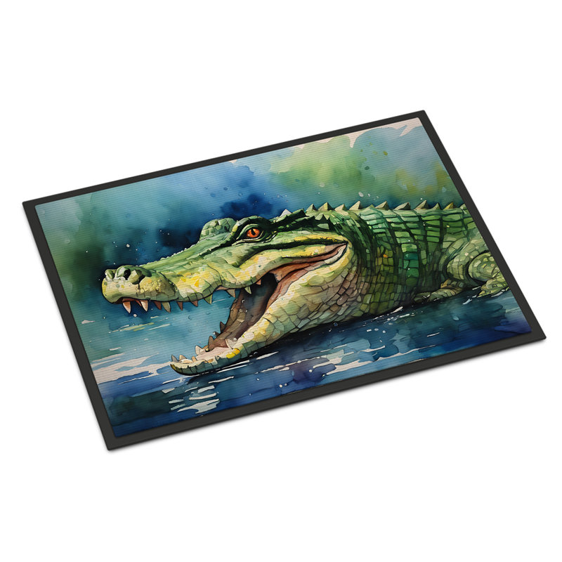Tapis d'entrée et d'extérieur antidérapant Quinden Crocodile, l 24 po x L 36 po
