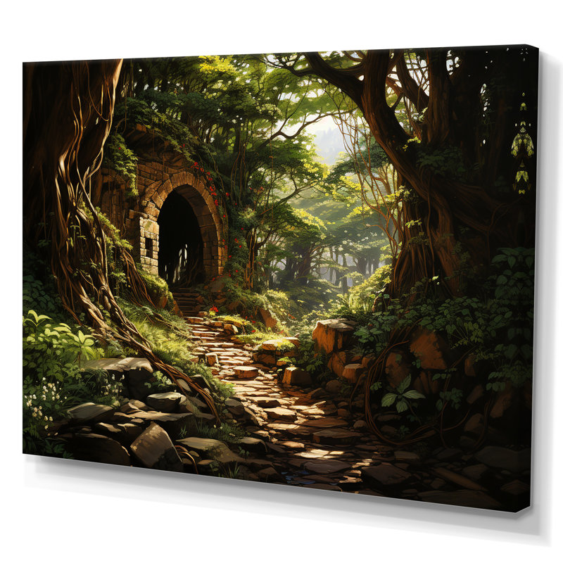 «Green Tunnel Enchanted Forest Earthy I», reproduction sur toile, H 24 po x l 32 po x P 1 po, Toile tendue