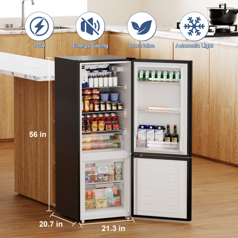BANGSON 7.1 Cu.Ft Compact Refrigerator with Freezer, Energy Saving Apartment Fridge for Bedroom, Office, Kitchen & Dorm，Black