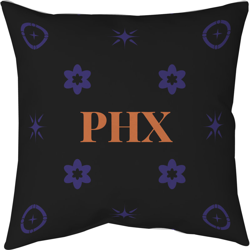 Coussin en coton Phoenix, Oreiller en sergé de polyester, Phoenix mauve noir orange, 26 pouces x 26 pouces